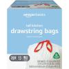 imageAmazon Basics  Tall Kitchen Trash Bags 13 Gallon 10 Post Consumer Recycled Content Clean Fresh Scent 45 Count Pack of 1White