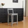 imageAmazon Basics Wooden Bar Stool with Backrest Black Set of 2Grey