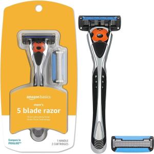 imageAmazon Basics 5Blade MotionSphere Razor for Men with Dual Lubrication and Precision Beard Trimmer Handle ampamp 2 Cartridges Cartridges fit Amazon Basics Razor Handles only Previously Solimo