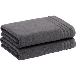imageAmazon Basics Bath Towel Made with 30 Recycled Cotton Content 2Pack Blush 54 x 30 InchesDark Grey