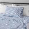 imageAmazon Basics 3 Piece Deluxe Microfiber Bed Sheets Twin Size Dark Gray SolidBlue Pinstripe