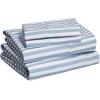 imageAmazon Basics 3 Piece Deluxe Microfiber Bed Sheets Twin Size Dark Gray SolidBlue Pinstripe