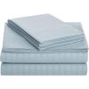 imageAmazon Basics 3 Piece Deluxe Microfiber Bed Sheets Twin Size Dark Gray SolidSpa Blue Striped