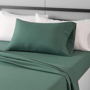 imageAmazon Basics 3 Piece Deluxe Microfiber Bed Sheets Twin Size Dark Gray SolidEmerald Green