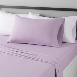 imageAmazon Basics 3 Piece Deluxe Microfiber Bed Sheets Twin Size Dark Gray SolidFrosted Lavender