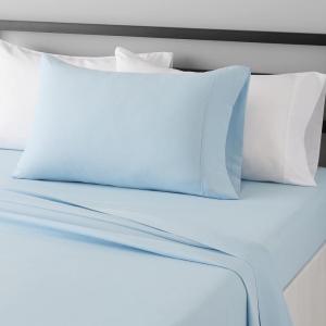 imageAmazon Basics 3 Piece Deluxe Microfiber Bed Sheets Twin Size Dark Gray SolidLight Blue