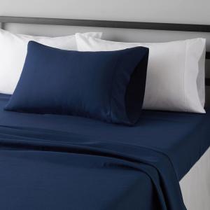 imageAmazon Basics 3 Piece Deluxe Microfiber Bed Sheets Twin Size Dark Gray SolidNavy Blue