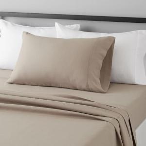 imageAmazon Basics 3 Piece Deluxe Microfiber Bed Sheets Twin Size Dark Gray SolidTaupe