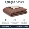 imageAmazon Basics Comforter Blanket TwinTwin XL Reversible Lightweight Microfiber All Season Blanket NavySky BlueChocolate  Khaki
