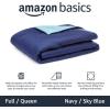 imageAmazon Basics Comforter Blanket TwinTwin XL Reversible Lightweight Microfiber All Season Blanket NavySky BlueNavy  Sky Blue