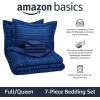 imageAmazon Basics Twin XL Comforter Set with Sheets 5Piece Blue Calvin Striped Bedding Lightweight Microfiber BedinaBagBlue Calvin Striped