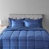imageAmazon Basics Twin XL Comforter Set with Sheets 5Piece Blue Calvin Striped Bedding Lightweight Microfiber BedinaBagBlue Calvin Striped