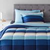 imageAmazon Basics Twin XL Comforter Set with Sheets 5Piece Blue Calvin Striped Bedding Lightweight Microfiber BedinaBagBlue Stripe