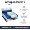 imageAmazon Basics Twin XL Comforter Set with Sheets 5Piece Blue Calvin Striped Bedding Lightweight Microfiber BedinaBagBlue Stripe