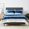 imageAmazon Basics Twin XL Comforter Set with Sheets 5Piece Blue Calvin Striped Bedding Lightweight Microfiber BedinaBagBlue Stripe