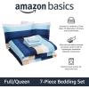 imageAmazon Basics Twin XL Comforter Set with Sheets 5Piece Blue Calvin Striped Bedding Lightweight Microfiber BedinaBagBlue Stripe