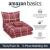 imageAmazon Basics Twin XL Comforter Set with Sheets 5Piece Blue Calvin Striped Bedding Lightweight Microfiber BedinaBagBurgundy Simple Plaid