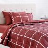 imageAmazon Basics Twin XL Comforter Set with Sheets 5Piece Blue Calvin Striped Bedding Lightweight Microfiber BedinaBagBurgundy Simple Plaid