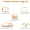 imageAmazon Basics Twin XL Comforter Set with Sheets 5Piece Blue Calvin Striped Bedding Lightweight Microfiber BedinaBagCoral Medallion