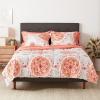 imageAmazon Basics Twin XL Comforter Set with Sheets 5Piece Blue Calvin Striped Bedding Lightweight Microfiber BedinaBagCoral Medallion