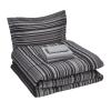 imageAmazon Basics Twin XL Comforter Set with Sheets 5Piece Blue Calvin Striped Bedding Lightweight Microfiber BedinaBagGray Calvin Stripe