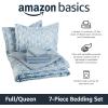 imageAmazon Basics Twin XL Comforter Set with Sheets 5Piece Blue Calvin Striped Bedding Lightweight Microfiber BedinaBagGray Leaf