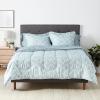 imageAmazon Basics Twin XL Comforter Set with Sheets 5Piece Blue Calvin Striped Bedding Lightweight Microfiber BedinaBagGray Leaf