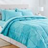 imageAmazon Basics Twin XL Comforter Set with Sheets 5Piece Blue Calvin Striped Bedding Lightweight Microfiber BedinaBagIndustrial Teal