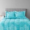 imageAmazon Basics Twin XL Comforter Set with Sheets 5Piece Blue Calvin Striped Bedding Lightweight Microfiber BedinaBagIndustrial Teal