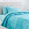imageAmazon Basics Twin XL Comforter Set with Sheets 5Piece Blue Calvin Striped Bedding Lightweight Microfiber BedinaBagIndustrial Teal