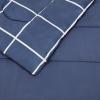 imageAmazon Basics Twin XL Comforter Set with Sheets 5Piece Blue Calvin Striped Bedding Lightweight Microfiber BedinaBagNavy With Grey Plaid