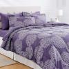 imageAmazon Basics Twin XL Comforter Set with Sheets 5Piece Blue Calvin Striped Bedding Lightweight Microfiber BedinaBagPurple Floral