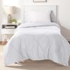 imageAmazon Basics Comforter Blanket TwinTwin XL Reversible Lightweight Microfiber All Season Blanket NavySky BlueWhite