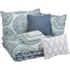 imageAmazon Basics Queen Comforter Set Soft Microfiber Machine Washable Sea Foam Medallion 10PieceSea Foam Medallion