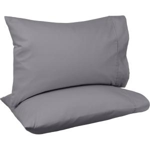 imageAmazon Basics 400 Thread Count Cotton Pillow Case Standard 30quot L x 20quot W White  Set of 2 Pillows Not IncludedDark Gray