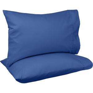 imageAmazon Basics 400 Thread Count Cotton Pillow Case Standard 30quot L x 20quot W White  Set of 2 Pillows Not IncludedNavy