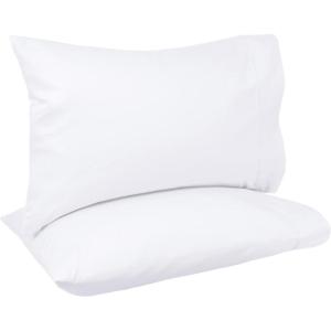 imageAmazon Basics 400 Thread Count Cotton Pillow Case Standard 30quot L x 20quot W White  Set of 2 Pillows Not IncludedWhite