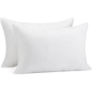 imageAmazon Basics Down Alternative Pillow for Back Side Sleepers Medium Density Standard Size 26quot x 20quot 2Pack WhiteQueen  Pack of 2