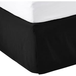 imageAmazon Basics Lightweight Pleated Bed Skirt Queen Dark Grey SolidBlack