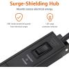 imageAmazon Basics 12 Outlet Surge Protector Power Strip Heavy Duty Metal 600 Joule 6 ft Cord Rectangle Mountable Black