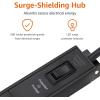 imageAmazon Basics 16 Outlet Surge Protector Power Strip Heavy Duty Metal 600 Joule 6 ft Cord Rectangle Mountable Black