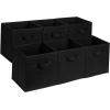imageAmazon Basics Cube Organizer Storage Bins Handles Collapsible Fabric Pack of 6 105quotx105quotx11quot BlackBlack