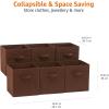 imageAmazon Basics Cube Organizer Storage Bins Handles Collapsible Fabric Pack of 6 105quotx105quotx11quot BlackBrown
