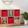 imageAmazon Basics Cube Organizer Storage Bins Handles Collapsible Fabric Pack of 6 105quotx105quotx11quot BlackRed