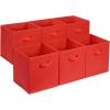 imageAmazon Basics Cube Organizer Storage Bins Handles Collapsible Fabric Pack of 6 105quotx105quotx11quot BlackRed