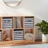 imageAmazon Basics Cube Organizer Storage Bins Handles Collapsible Fabric Pack of 6 105quotx105quotx11quot BlackWhite Light Grey Stripe