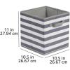 imageAmazon Basics Cube Organizer Storage Bins Handles Collapsible Fabric Pack of 6 105quotx105quotx11quot BlackWhite Light Grey Stripe