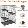 imageAmazon Basics Large 3Tier Cat DurablePliable Cage Playpen Box Crate Kennel  358quotL x 224quotW x 506quotH Black