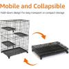 imageAmazon Basics Large 3Tier Cat DurablePliable Cage Playpen Box Crate Kennel  358quotL x 224quotW x 506quotH Black