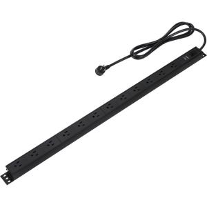 imageAmazon Basics 12 Outlet Surge Protector Power Strip Heavy Duty Metal 600 Joule 6 ft Cord Rectangle Mountable Black